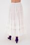 Women's Authentic Model Lined Italian White Special Design Raw Long Layered Skirt - 3