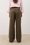 Khaki Women's Wide Leg Pants with Pencil Detail - 4