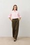 Khaki Women's Wide Leg Pants with Pencil Detail - 2
