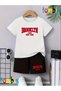 Red Brooklyn Text Printed T-Shirt Shorts Summer Children's Set
