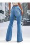 Women's High Waist Front Button Detailed Spanish Flare Wide Cut Jeans - 2