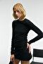 Inssaza women's bodycon ruched Slim Fit black blouse - 5