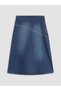 Trendlucky A-Line Jean Skirt with Zipper and Stones on the Waist - 4