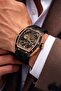 Phantom Skeleton Automatic Watch for Men – Luxury Tonneau Dial, Black Silicone Strap, - 5