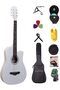 Combo Offer White Acoustic Guitar with Bag picks Strap,Capo, And Etc