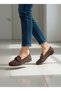 Flat Sole Brown Suede Daily Buckle Detail Women's Ballet Flats - 3
