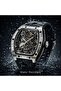 Phantom Skeleton Automatic Watch for Men – Luxury Tonneau Dial, Black Silicone Strap, - 6