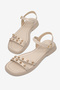 Women's Beige Comfortable Double-Strap Buckle Stone Sandals - 2