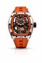 Phantom Skeleton Automatic Watch for Men – Luxury Tonneau Dial, Orange Silicone Strap,