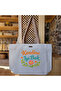 Orange Green Floral Logo Cheerful Font Style Design Printed Natural Canvas Tote Bag - Large