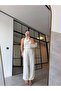 Gold Accessoried Bluz Shalwar Pants Satin Suit Ecru - 2