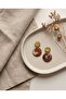 Gold Brown Polymer Clay Handmade Nail Earrings (Stainless Steel Apparatus)