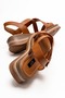Women's Tan Genuine Leather Sandals with Double Straps, Daily Comfortable, Stylish, Thick Sole, Summer Wear - 4