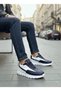 Navy Blue Lace-Up Lightweight High White Sole Style Men's Shoes Tge230898993 - 2