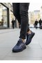 Navy Blue Gray Parted Lace-Up Lightweight High Sole Style Men's Shoes Tge230898993 - 3