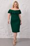 Women's Plus Size Shoulder Ruffle Detailed Madonna Collar Stretchy Dress - 5
