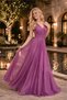 Women's Purple V-Neck Glitter Tulle Evening Dress Nbs9223 - 3