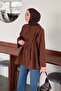 Pleated Wide Sleeve Shirt Brown - 2