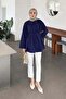 Pleated Wide Sleeve Shirt Navy Blue - 2