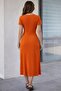 Women's Short Sleeve Crew Neck Side Slit Midi Viscose Dress - 3