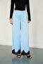 Satin Trousers with Lace Cuffs - Blue |   D2969 - 4