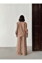 Striped Detailed Scuba Suede Trousers - Mink |   F1972 - Mink - 5