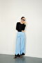 Satin Trousers with Lace Cuffs - Blue |   D2969 - 3