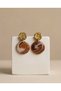 Gold Brown Polymer Clay Handmade Nail Earrings (Stainless Steel Apparatus) - 2