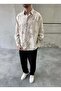 Patterned Oversize Premium Modern Cut Beige Shirt - 2