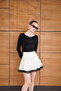 Polka Dot Lace Detailed Satin Skirt - Cream |   D2962 - 2