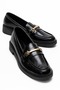 Women's Black Loafer with Gold Buckle, Casual Classic Stylish Shoes