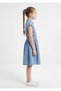 Girls Denim Dress Sleeveless with a front Belt detail - 2