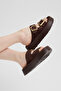 Women's Brown Comfortable Fit High Sole Buckled Slipper - 6