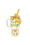 Lemon Printed Glass Cup with Straw from Uzg Store for Style Enthusiasts 1100 ml - 7