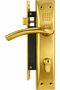 Door Handle Set with Lock, Gold Finish, Lever Style, Includes Keys and Hardware, Mortise Lock