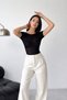 Women's Transparent Short Sleeve Boat Neck Black Body Lightweight Soft Blouse See through Blouse Transparent - 4
