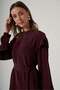 2043 Stone Embellished Shoulder Detail Belted Dress - Plum