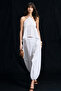 Bolue Women's Poplin Fabric 100% Cotton Halter Neck White Blouse - 2