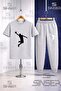 Children's Basket Man Black Printed T-Shirt Tracksuit Set