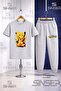Children's Pikhacu Yellow Canvas Printed T-Shirt Sweatpants Set