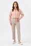 Plus Size Women's Slit Detail Ankle Length Fabric Trousers 07 Beige - 5