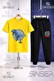 Children's Dinosaur Blue in the Circle Printed T-Shirt Tracksuit Set