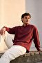 Scott – Soft Textured Half Oversize Modern Linen Look Men's Shirt - Burgundy - 3