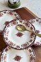 Antique Rose 4-Piece Porcelain Jam Bowl / Snack Bowl with Burgundy Coffee Flower Pattern, 4 Pieces - 3