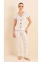 Çağrı Women's 100% Cotton Ribbed Short Sleeve Buttoned Front Pajama Set - 3