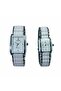 Prestige Duo Couple Watch Set White Dial Rectangle Quartz Analog Watch with Plastic Strap - 2