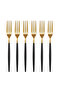 5pcs Stainless Steel Matt Polish Cake Fork Set Gold/Black 13.3centimeter