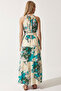 Patterned Belted Summer Viscose Dress Lzv0063 Ecru Green - 4