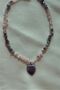 Certified Amethyst, Pink Quartz Heart Shaped Natural Stone Pendant