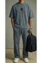 Men's Oversize T-Shirt and Sweatpants Set Ninetyfade Marine Washed – Premium Vintage Special Fabric - 4